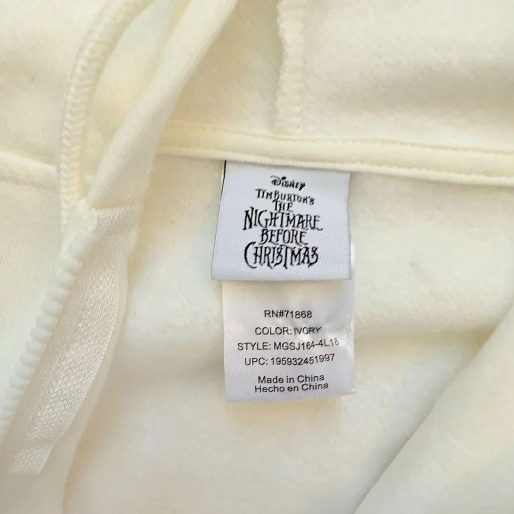 Disney The Nightmare Before Christmas Hoodie Sweatshirt Women's Size XXL Ivory - Picture 5 of 10